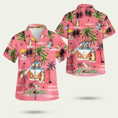 Basset hound summer beach Hawaiian Shirt