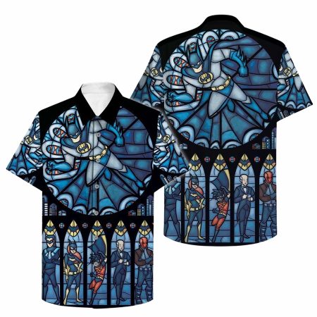 Batman and villain in cathedral hawaiian shirt