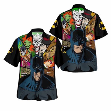 Batman animated and villain face hawaiian shirt