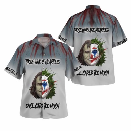 Batman joker half face heartless cared too much hawaiian shirt