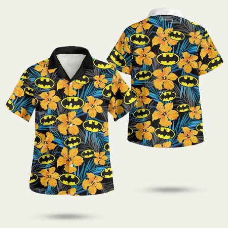 Batman Logo Hibiscus Pattern Hawaiian Shirt