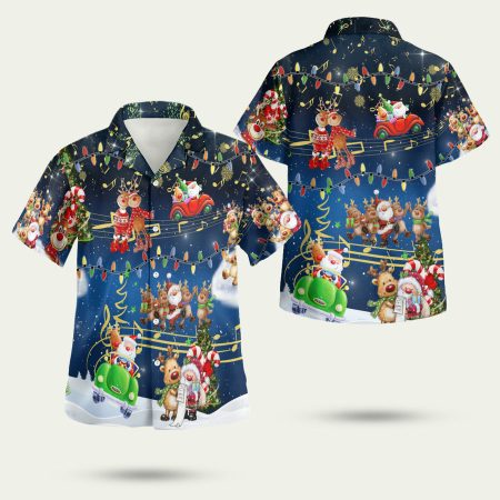 Beach find beautiful christmas music santa claus Hawaiian Shirt