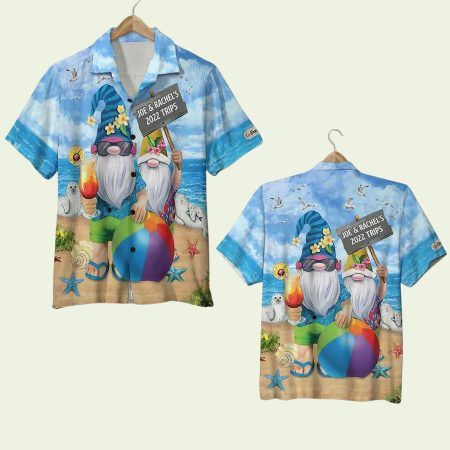 Beach Gnome Couple Together Hawaiian Shirt
