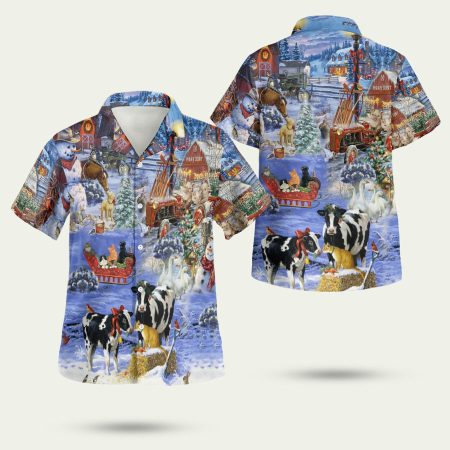 Beautiful farm on christmas days Hawaiian Shirt