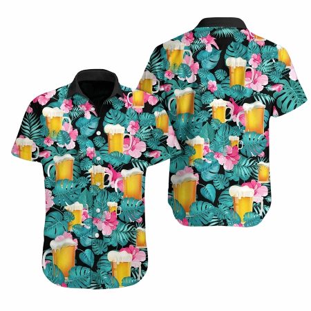 Beer tropical floral hawaiian shirt