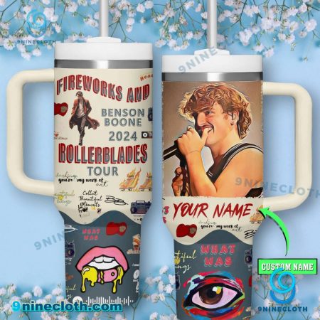Benson Boone Fireworks And Rollerblades 2024 Tour Personalized 40oz Tumbler With Handle HG