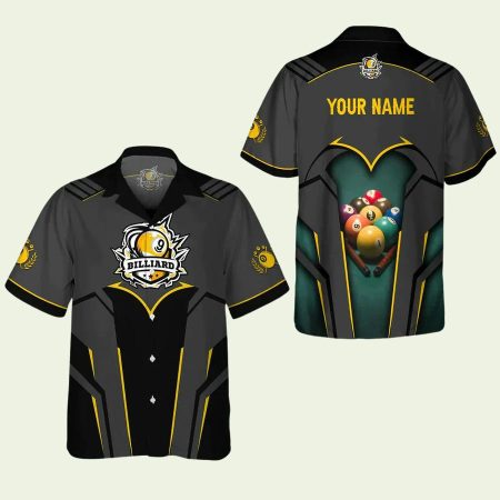 Personalized Billiard Pool 9 Ball Badge Hawaiian Shirt