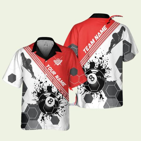 Personalized Billiards Players Black And White Stains Hawaiian Shirt