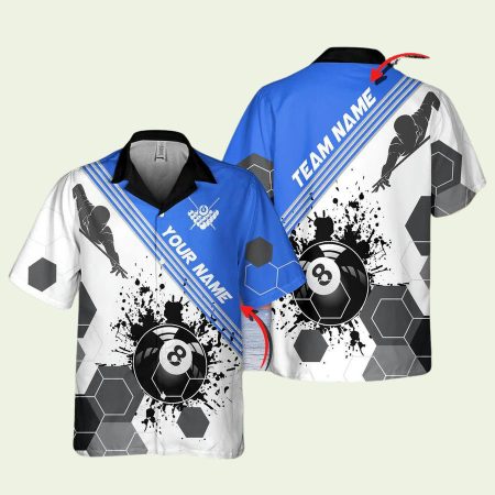 Personalized Billiards Players Black And Blue Stains Hawaiian Shirt