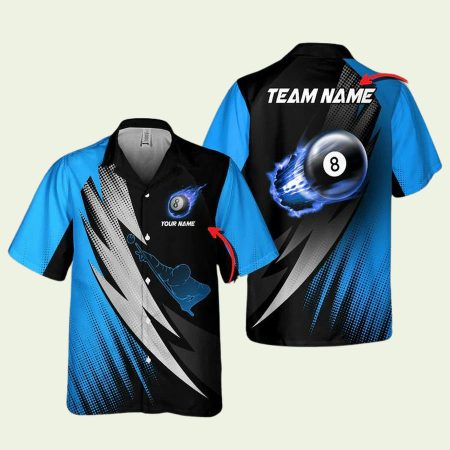 Personalized Billiards Blue Hafltone  Hawaiian Shirt