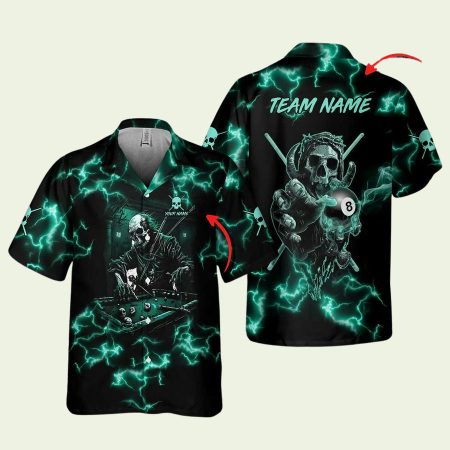 Billiards Skull Fire Hawaiian Shirt