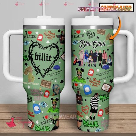 Billiee Eiliesh Music Pattern Personalized HFN 30oz or 40oz Stainless Steel Tumbler With Handle