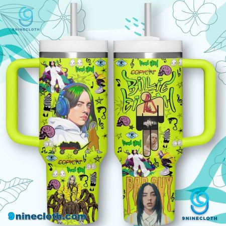 Billie Eilish Neon Green 40oz Tumbler With Handle HG