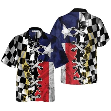 Black And White Texas Racing Flag Hawaiian Shirt