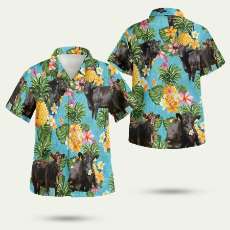 Black Angus Cattle Pineapple Hawaiian Shirt
