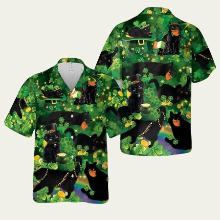 Black Cat Patrick’s Day Hawaiian Shirt