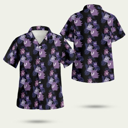 Black Gengar Ghost Pokemon Hawaiian Shirt