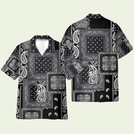 Black Multiple Paisley Bandanas Hawaiian Shirt