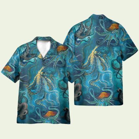 Blue Ocean Octopus Hawaiian Shirt