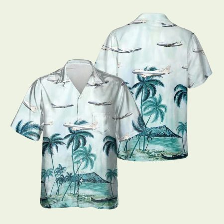 Boeing E4 Aircraft Palm Tree Hawaiian Shirt