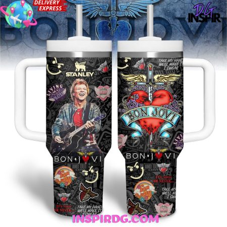 Bon Jovi Heart and Soul  30oz 40 oz Tumbler With Handle HG Cup