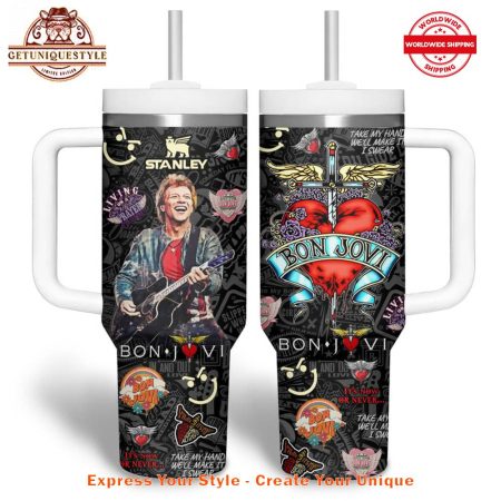 Bon Jovi Its Now Or Never 40oz   30oz or 40oz Stainless Steel Tumbler With Handle HG