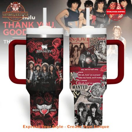 Bon Jovi Wanted Dead Or Alive 40oz   30oz or 40oz Stainless Steel Tumbler With Handle HG