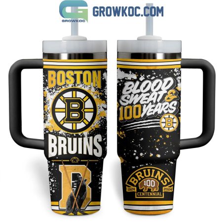 Boston Bruins Blood Sweat 100 Years Fan 30oz or 40oz Stainless Tumbler With Handle NVA