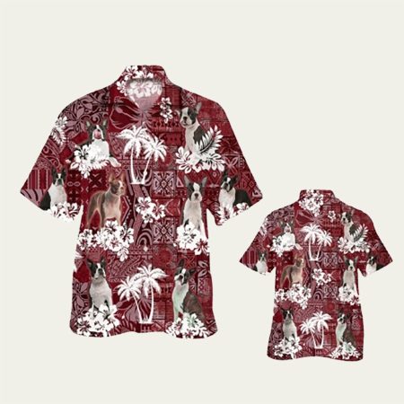 Boston Terrier Coconut Retro Pattern Hawaiian Shirt