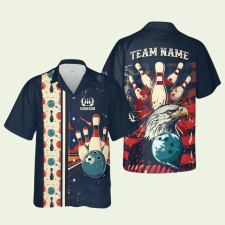 Bowling And Pins Retro Multi Color Pattern Hawaiian Shirt
