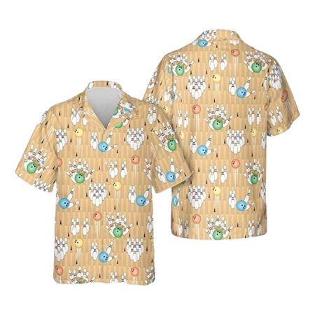 Bowling Yellow Pattern Hawaiian Shirt