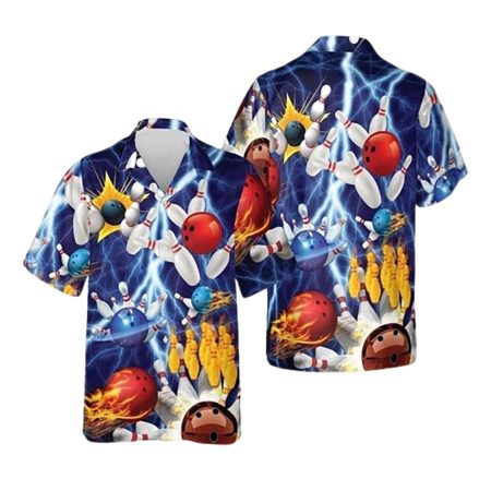 Bowling Fire Light Pattern Bowling Hawaiian Shirt