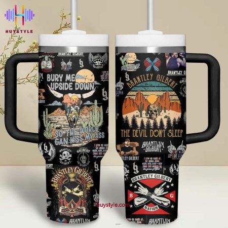 Brantley Gilbert The Devil Don’t Sleep Quencher 30oz or 40oz Stainless Steel Tumbler With Handle NVA