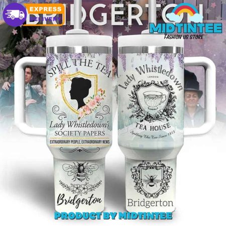 Bridgerton Lady Whistledown Tea House  30oz or 40oz Tumbler With Handle HG