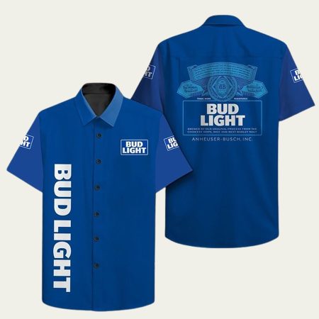 Bud Light Beer Logo Blue Pattern Hawaiian Shirt
