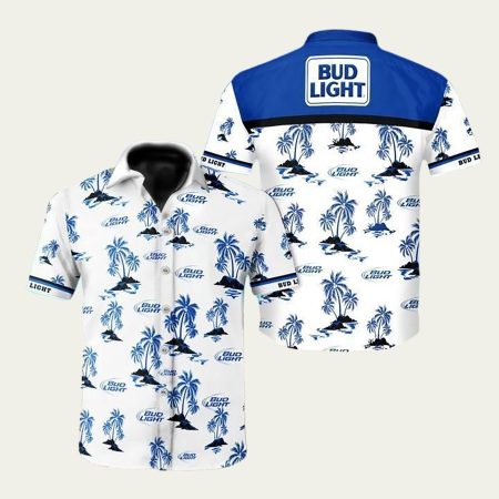 Bud Light Beer Logo Coconut Island Pattern Hawaiian Shirt