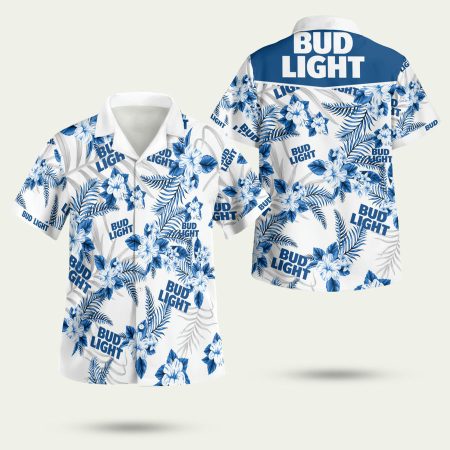 Bud Light Logo Tropical Pattern Hawaiian Shirt