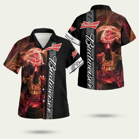 Budweiser Beer Smoke Skull Hawaiian Shirt