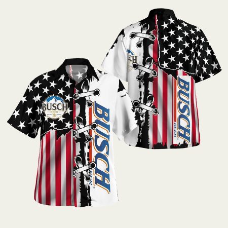 Busch beer american flag hawaiian shirt