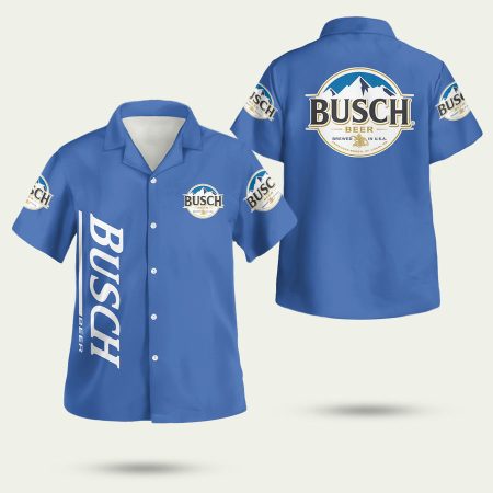 Busch Beer Original Blue Pattern Hawaiian Shirt