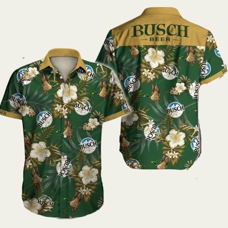 Busch light beer hunting mallard beach wear hawaiian shirt