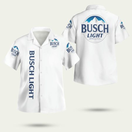 Busch Light Full White Hawaiian Shirt