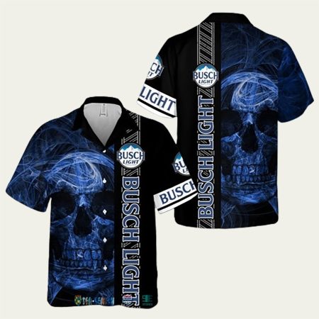 Busch Light Smoke Skull Hawaiian Shirt