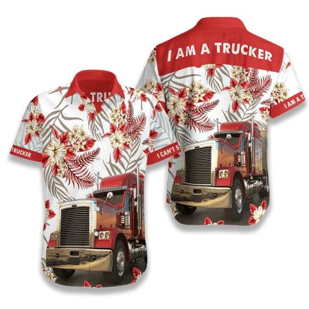 I’m A Trucker Hibiscus Flower White Pattern Hawaiian Shirt