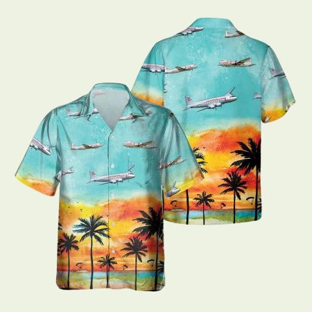 Skymaster C54 Aircraft Palm Tree Hawaiian Shirt