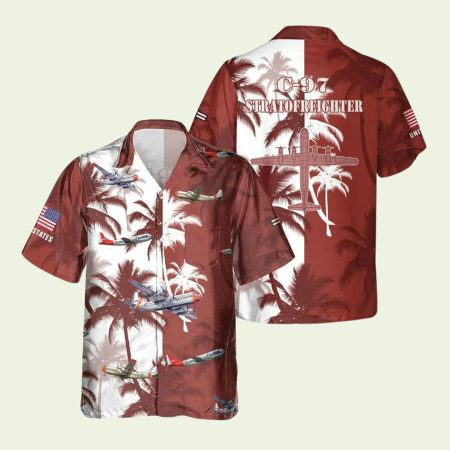 Stratofreighter C97 Aircraft Palm Tree Hawaiian Shirt