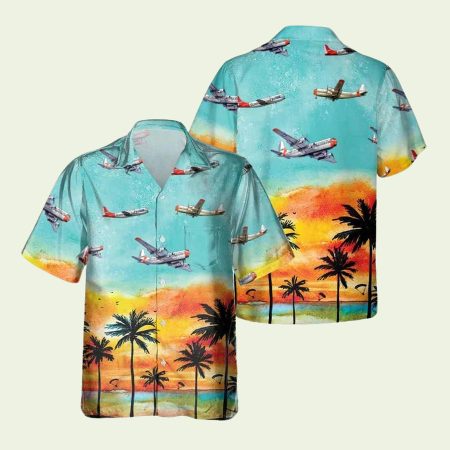 Stratofreighter C97 Aircraft Palm Tree Hawaiian Shirt