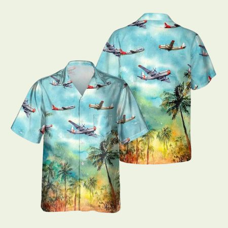 Stratofreighter C97 Aircraft Palm Tree Hawaiian Shirt