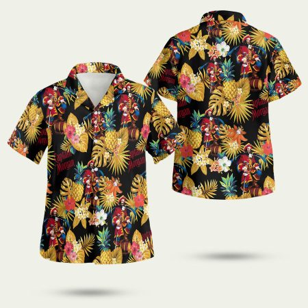 Captain Morgan Black With Yellow Pineapple Hawaiian Shirt