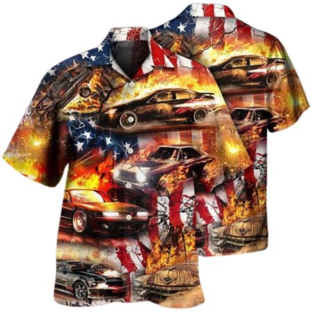 Car Independence Day Fire 4Th Of July Hawaiian Shirt